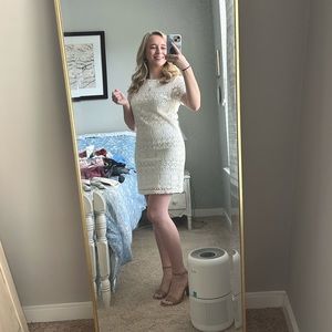 Lulus white graduation dress.
